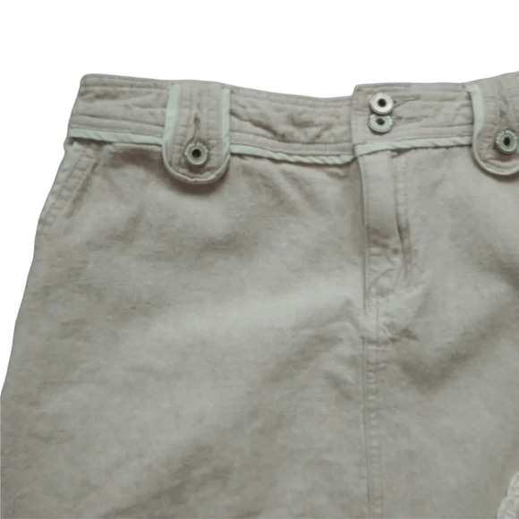 Point Zero A-Line Skirt  Neutral Tan Beige Raw Embroidery 11/12 - Picture 3 of 9